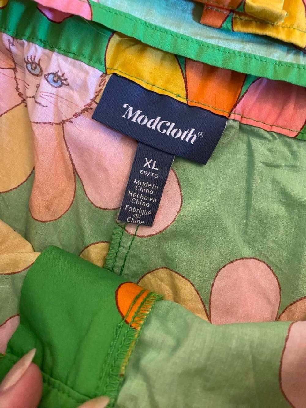 ModCloth flower power psychedelic cat matching pants set - Picture 4 of 4